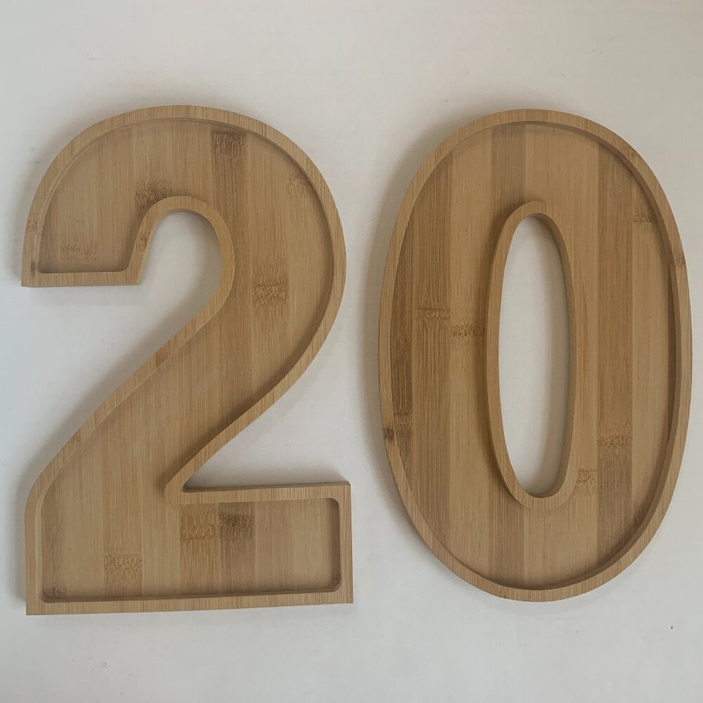 Wooden Bamboo Number 20 Charcuterie Boards Serving Trays Snack Platters 12"